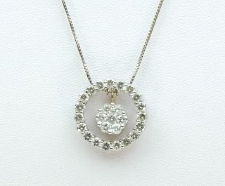 14K White Gold & Diamond Pendant Necklace