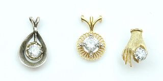 3 Gold and Diamond Pendants / Pin