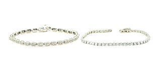 Two 14K Diamond Bracelets AS-IS