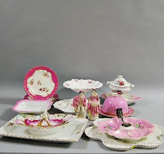 Eighteen Pieces of Floral-decorated Porcelain