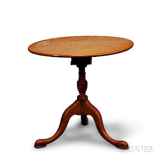 Queen Anne-style Tiger Maple Birdcage Tilt-top Tea Table