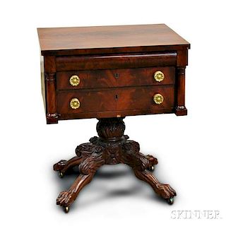 Classical Mahogany and Mahogany Veneer Three-drawer Worktable