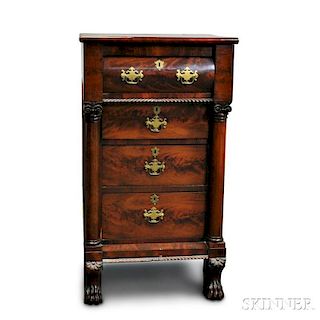 Small Classical-style Carved Mahogany Chest of Drawers
