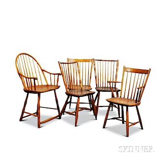 Five Bamboo-turned Windsor Chairs