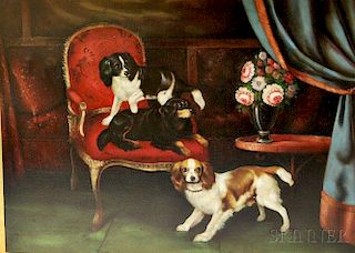Continental School, 20th Century       Portrait of Two King Charles Spaniels.