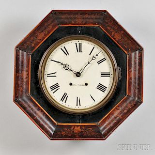 Seth Thomas Rosewood Veneer Inlaid Octagonal Wall Clock