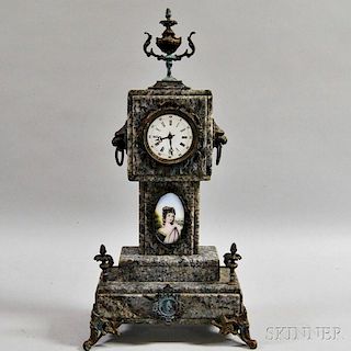 Brass-mounted Stone Mantel Clock