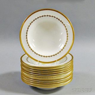 Set of Twelve Mintons Gilt-rimmed Soup Bowls for Tiffany & Co.