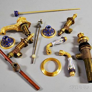 Gilt-brass and Porcelain Faucet.
