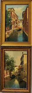 Pair of Framed Eugenio Benvenuti (Italian, 1881-1959) Watercolor Venetian Canal Scenes