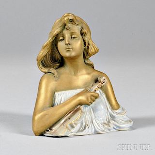 Ernest Wahliss Art Nouveau Porcelain Bust of a Woman with Violin