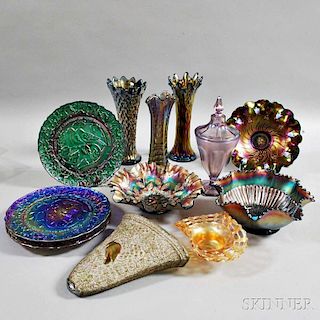 Twelve Pieces of Carnival Glass