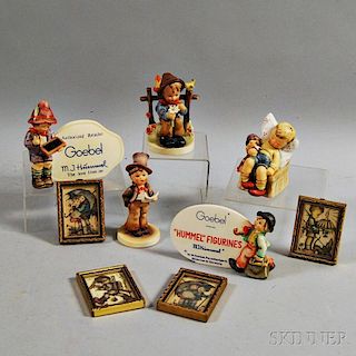 Five Hummel Figures and Four Framed Pictures