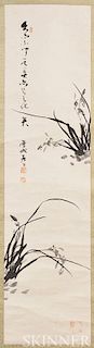 Hanging Scroll Depicting Orchids