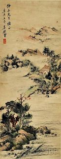 Hanging Scroll of a Mountainous Landscape