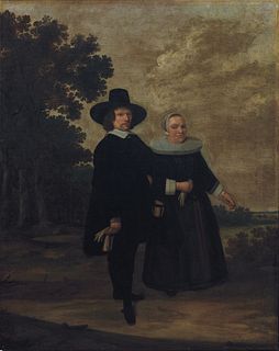 Attr. to Herman Mijnerts Doncker, Dutch 17th Century, Double Portrait of an Unknown Couple (Man and a Woman), Oil on canvas, unframed