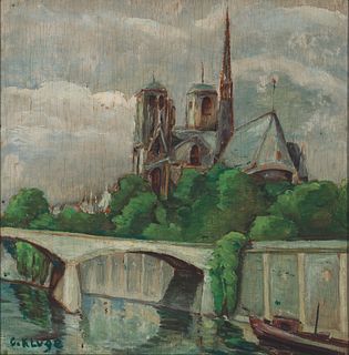 Constantin Kluge, Rus./Fr. 1912-2003, Notre Dame, Oil on panel, framed