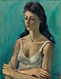 Nicolai Cikovsky, Rus./Am. 1894-1984, Portrait of a Woman, Oil on canvas, framed