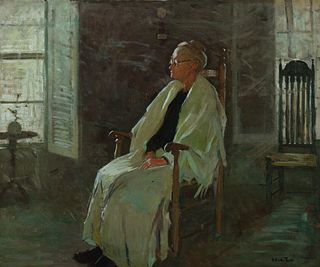 Gertrude Fiske, Am. 1878-1961, "The Shawl", Oil on canvas, framed