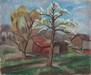 Henry Varnum Poor, Am. 1888-1970, "Spring", Oil on canvas laid to panel, unframed
