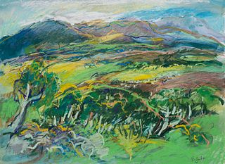 Elena Jahn, Am. 1938-2014, Pastel Landscape, Pastel on paper, matted