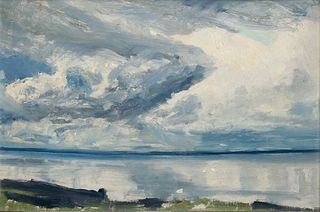 Jay Connaway, Am. 1893-1970, "Sky of June" 1933, Oil on paperboard, framed
