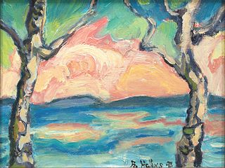Bayard Hollins, Am./Eur. b. 1966, The Brightening Sky, 1993, Oil on masonite, framed