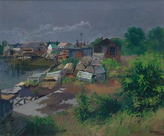 Raphael Soyer, Am. 1899-1987, Vinalhaven, Maine, 1958, Oil on canvas, framed