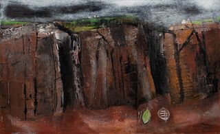 William Thon, Am. 1906-2000, "The Cliffs, North Devon", Oil on masonite, unframed