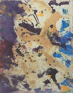Taro Yamamoto, Am. 1919-1994, Abstract, 1957, Mixed media on heavy paper, framed under glass