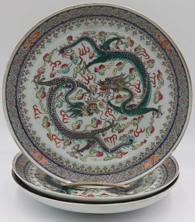 (3) Chinese Enamel Decorated Plates.
