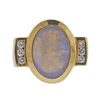 18k Gold Opal Diamond Ring