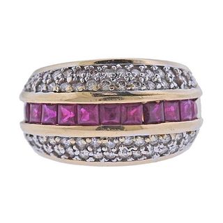 14k Gold Diamond Ruby Ring
