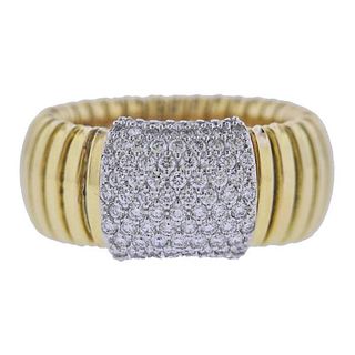 Italian 18k Gold Diamond Band Ring