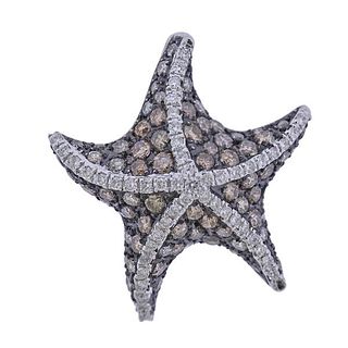 18k Gold Fancy Diamond Starfish Pendant