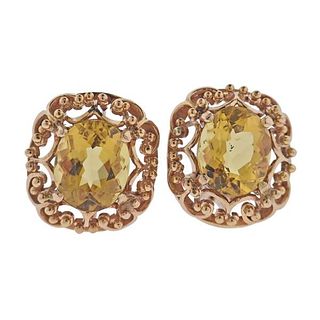 14k Gold Citrine Earrings