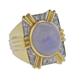 18K Gold Diamond Sapphire Cocktail Ring