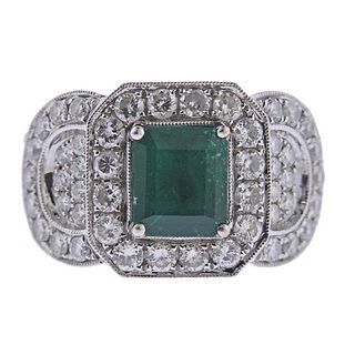 Michael Christoff 2.28ct Emerald Diamond 18k Gold Ring
