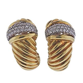 David Yurman 18k Gold Diamond Shrimp Earrings