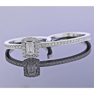 Ashoka Diamond 18k Gold Double Finger Engagement Ring 