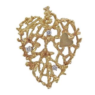 Marni 18k Gold Diamond Heart Pendant 