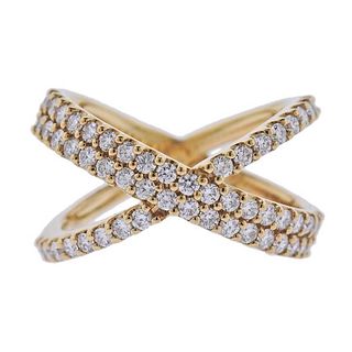 18k Gold Diamond Crossover Ring