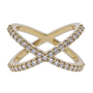 18k Gold Diamond Crossover Ring