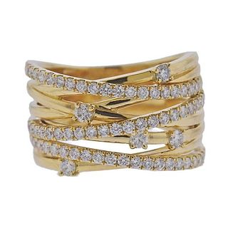 18k Gold Diamond Crossover Band Ring