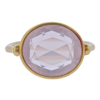 22k Gold Rose Quartz Flip Ring