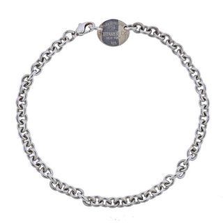 Tiffany &amp; Co Return to Tiffany Silver  Oval Tag Necklace