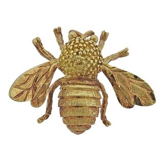 18k Gold Bee Insect Brooch Pin