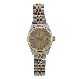 Rolex Oyster Date 18k Gold Steel Watch 6917