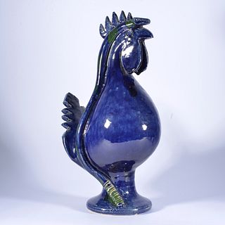 Edwin Meaders multi glaze snake rooster