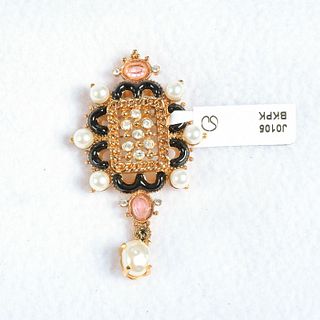St. John Vintage Jewelry Brooch with Pearls and Stones